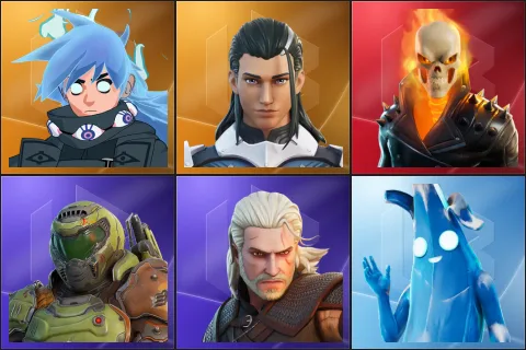 Nezumi, The Ageless, Ghost Rider, Doom Slayer, Geralt of Rivia, Polar Peely