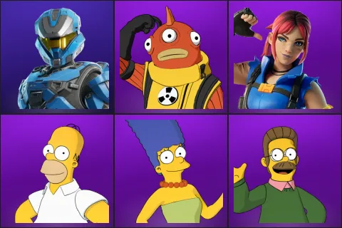 UNSC Spartan, Blinky Fishstick, Explorer Emilie, Homer Simpson, Marge Simpson, Ned Flanders