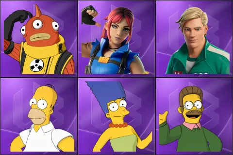 Blinky Fishstick, Explorer Emilie, Green Light Guardian, Homer Simpson, Marge Simpson, Ned Flanders