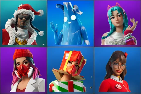 Santa Dogg, Polar Peely, Katalina, Yulejacket, Holiday Boxy, Krisabelle