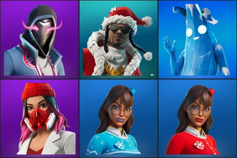 Xander, Santa Dogg, Polar Peely, Yulejacket, Blizzabelle, Krisabelle