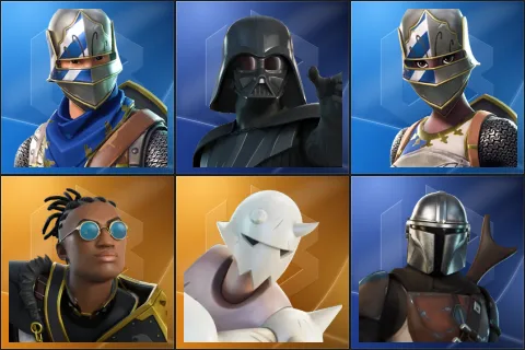 Blue Squire, Darth Vader, Royale Knight, Malik, Snap, Mandalorian