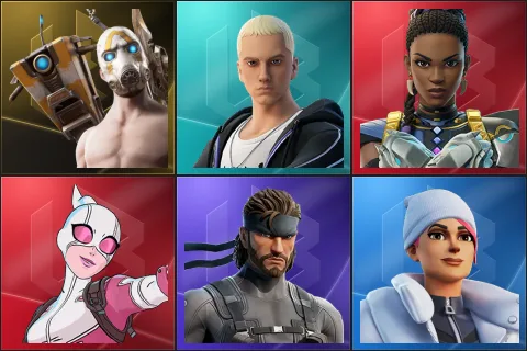 Psycho Bandit, Slim Shady, Shuri, Gwenpool, Solid Snake, Blizzard Bomber