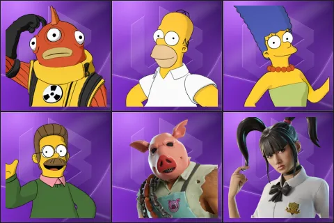 Blinky Fishstick, Homer Simpson, Marge Simpson, Ned Flanders, Pig the Butcher, Yuki Yubari