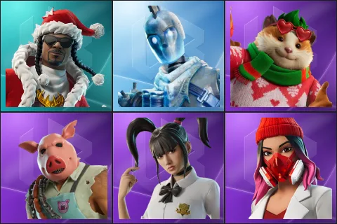 Santa Dogg, Glacial Dummy, Cheeks, Pig the Butcher, Yuki Yubari, Yulejacket