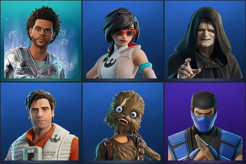 Platinum The Weeknd, Apprentice Evie, Emperor Palpatine, Poe Dameron, Wookiee Team Leader, Sub-Zero (MK3)