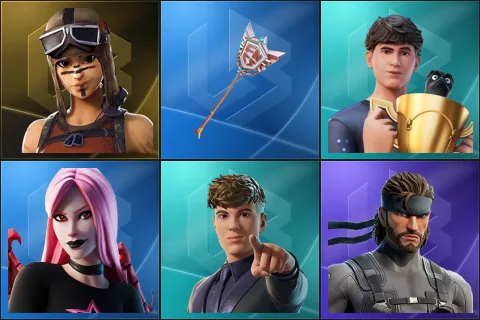 Renegade Raider, The Axe of Champions 2.0, Bugha, Haze, Clix, Solid Snake