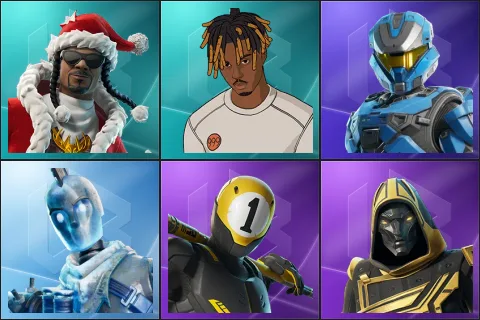 Santa Dogg, Slayer Juice WRLD, UNSC Spartan, Glacial Dummy, 1-Ball, Blitz Knight