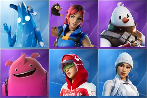 Polar Peely, Explorer Emilie, Snowmando, Yeddy, Arctic Adeline, Frost Squad