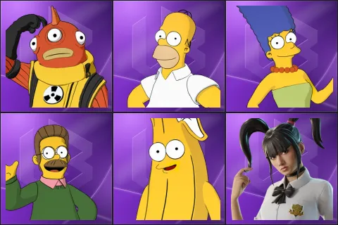 Blinky Fishstick, Homer Simpson, Marge Simpson, Ned Flanders, Springfielder Peely, Yuki Yubari