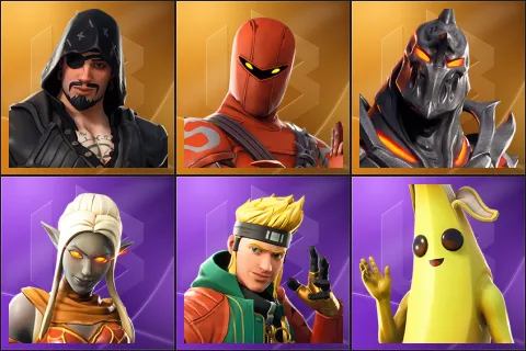 Blackheart, Hybrid, Ruin, Ember, Master Key, Peely