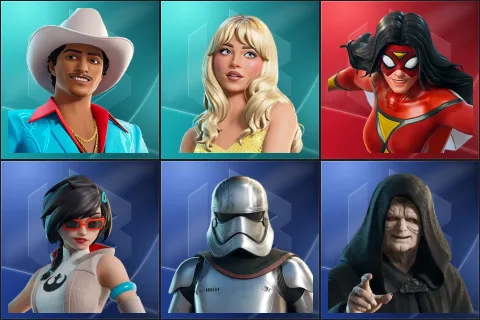 Die With A Smile Bruno, Sabrina Carpenter, Spider-Woman, Apprentice Evie, Captain Phasma, Emperor Palpatine