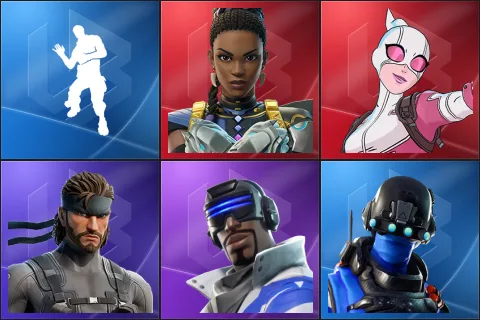 Laugh It Up, Shuri, Gwenpool, Solid Snake, Blue Striker, Carbon Commando