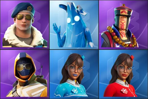 Royale Bomber, Polar Peely, Paradox, Summit Striker, Blizzabelle, Krisabelle