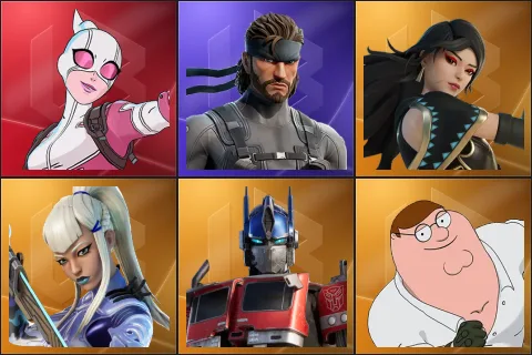 Gwenpool, Solid Snake, Era, Mizuki, Optimus Prime, Peter Griffin