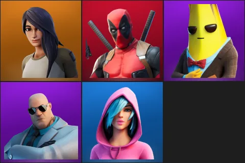 Gear Specialist Maya, Deadpool, Agent Peely, Brutus, Iris
