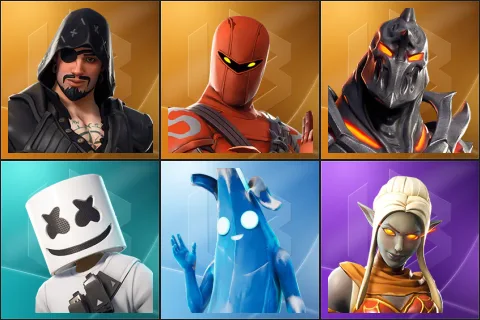 Blackheart, Hybrid, Ruin, Marshmello, Polar Peely, Ember