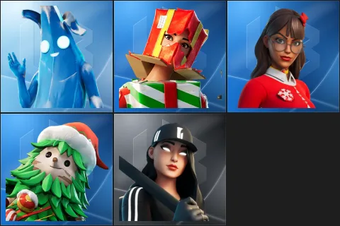 Polar Peely, Holiday Boxy, Krisabelle, Winterfest Bushranger, Ruby Shadows