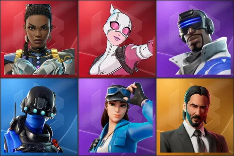 Shuri, Gwenpool, Blue Striker, Carbon Commando, Cloud Striker, John Wick
