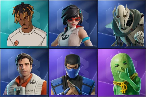 Slayer Juice WRLD, Apprentice Evie, General Grievous, Poe Dameron, Sub-Zero (MK3), Big Dill