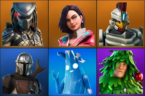 Predator, Rox, Sentinel, Mandalorian, Polar Peely, Lt. Evergreen