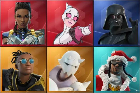 Shuri, Gwenpool, Darth Vader, Malik, Snap, Santa Dogg