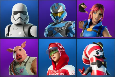 First Order Stormtrooper, UNSC Spartan, Explorer Emilie, Pig the Butcher, Arctic Adeline, Mr. Dappermint
