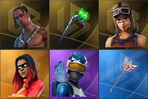 Travis Scott, Merry Mint Axe, Renegade Raider, Joltara, Mogul Master, The Axe of Champions 2.0