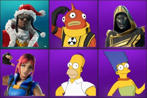 Santa Dogg, Blinky Fishstick, Blitz Knight, Explorer Emilie, Homer Simpson, Marge Simpson