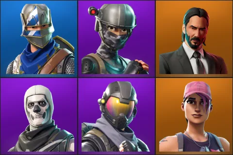 Blue Squire, Elite Agent, John Wick, OG Skull Trooper, Rogue Agent, Rose Team Leader