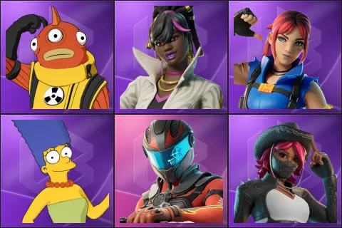 Blinky Fishstick, Danica, Explorer Emilie, Marge Simpson, Maxx Speed, Omen Hunter Calamity