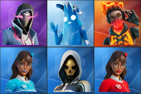 Xander, Polar Peely, Tectonic Komplex, Blizzabelle, Gold Blooded Ace, Krisabelle