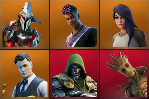 Eternal Knight, Fade, Gear Specialist Maya, Midas, Doctor Doom, Groot
