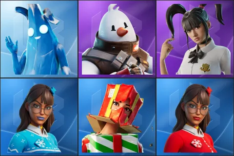 Polar Peely, Snowmando, Yuki Yubari, Blizzabelle, Holiday Boxy, Krisabelle