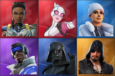Shuri, Gwenpool, Blizzard Bomber, Blue Striker, Darth Vader, Blackheart