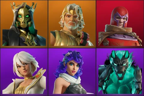 Hades, Zeus, Wastelander Magneto, Aphrodite, Artemis, Cerberus