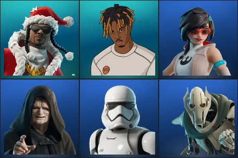 Santa Dogg, Slayer Juice WRLD, Apprentice Evie, Emperor Palpatine, First Order Stormtrooper, General Grievous