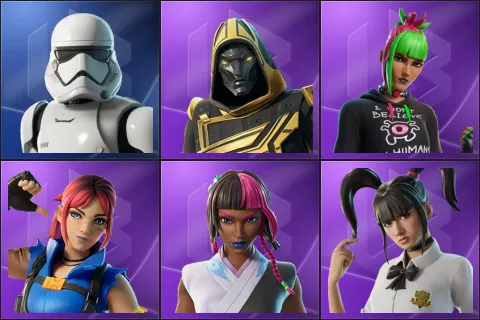 First Order Stormtrooper, Blitz Knight, Bug Punk Sunny, Explorer Emilie, Iridia Vayne, Yuki Yubari