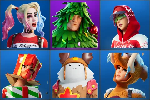 Harley Quinn, Lt. Evergreen, Arctic Adeline, Holiday Boxy, Sled Ready Guff, Wooly Warrior