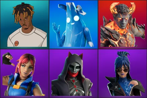 Slayer Juice WRLD, Polar Peely, Heartbreak Ranger, Explorer Emilie, Felina, Hope