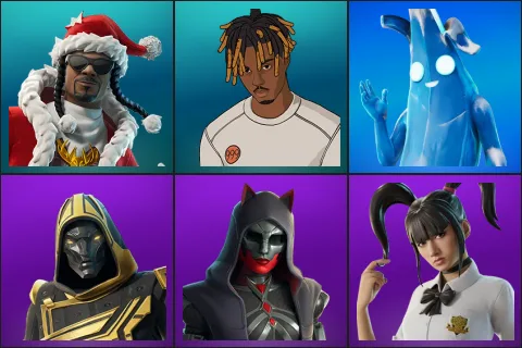 Santa Dogg, Slayer Juice WRLD, Polar Peely, Blitz Knight, Felina, Yuki Yubari