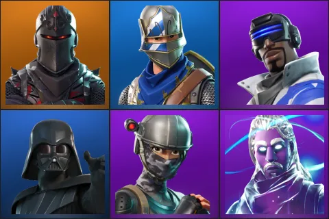 Black Knight, Blue Squire, Blue Striker, Darth Vader, Elite Agent, Galaxy