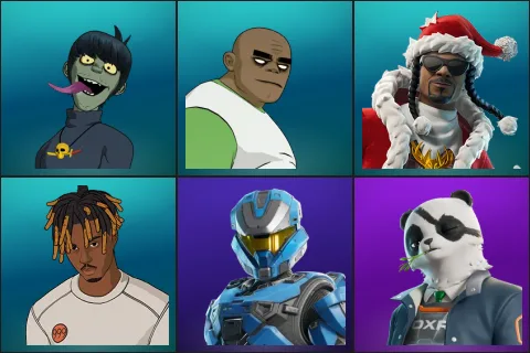 Murdoc, Russel, Santa Dogg, Slayer Juice WRLD, UNSC Spartan, Agent Patch