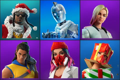 Santa Dogg, Glacial Dummy, Jackie, Trailblazer Tai, Yulejacket, Holiday Boxy