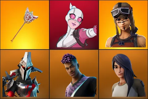 The Axe of Champions 2.0, Gwenpool, Renegade Raider, Eternal Knight, Fade, Gear Specialist Maya