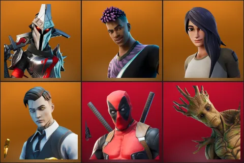 Eternal Knight, Fade, Gear Specialist Maya, Midas, Deadpool, Groot