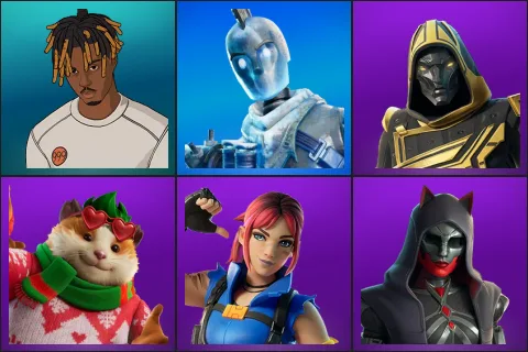 Slayer Juice WRLD, Glacial Dummy, Blitz Knight, Cheeks, Explorer Emilie, Felina