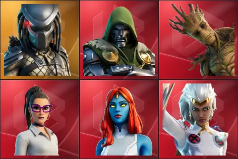 Predator, Doctor Doom, Groot, Jennifer Walters, Mystique, Storm
