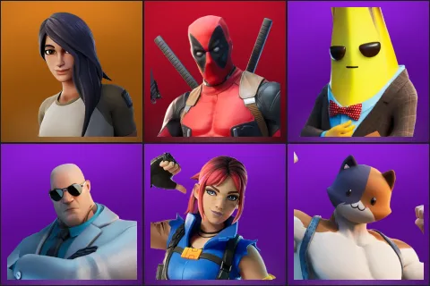 Gear Specialist Maya, Deadpool, Agent Peely, Brutus, Explorer Emilie, Meowscles