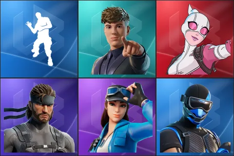 Laugh It Up, Clix, Gwenpool, Solid Snake, Cloud Striker, Fixer